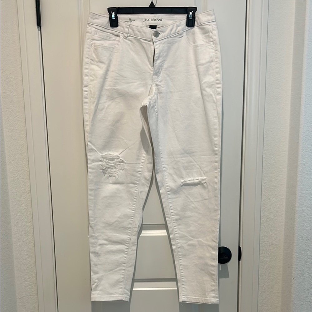 Lane Bryant boyfriend genius fit White Distressed Jeans